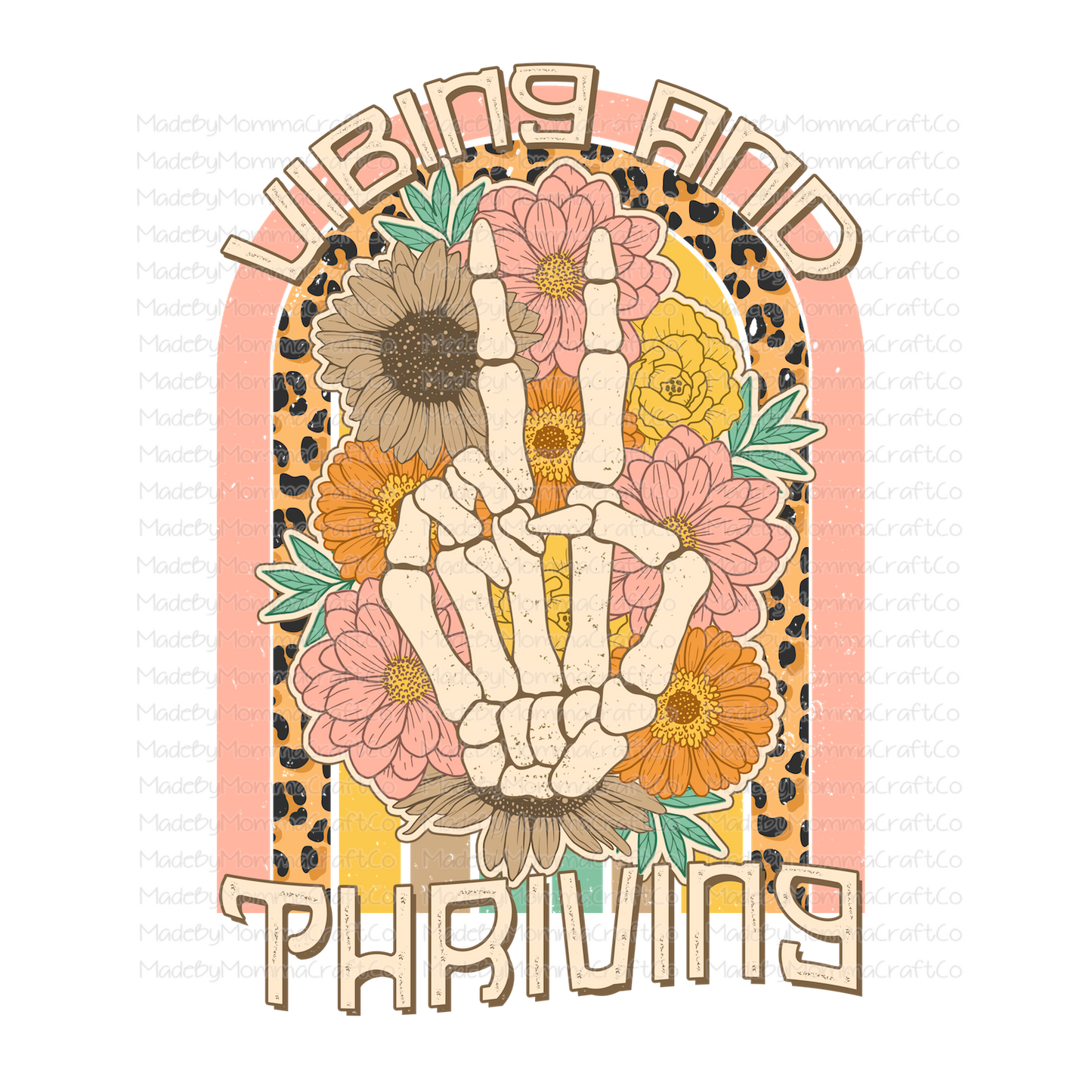 Vibing and Thriving Peace Sign Vintage-Cheat Clear Waterslide™ or White Cast Sticker