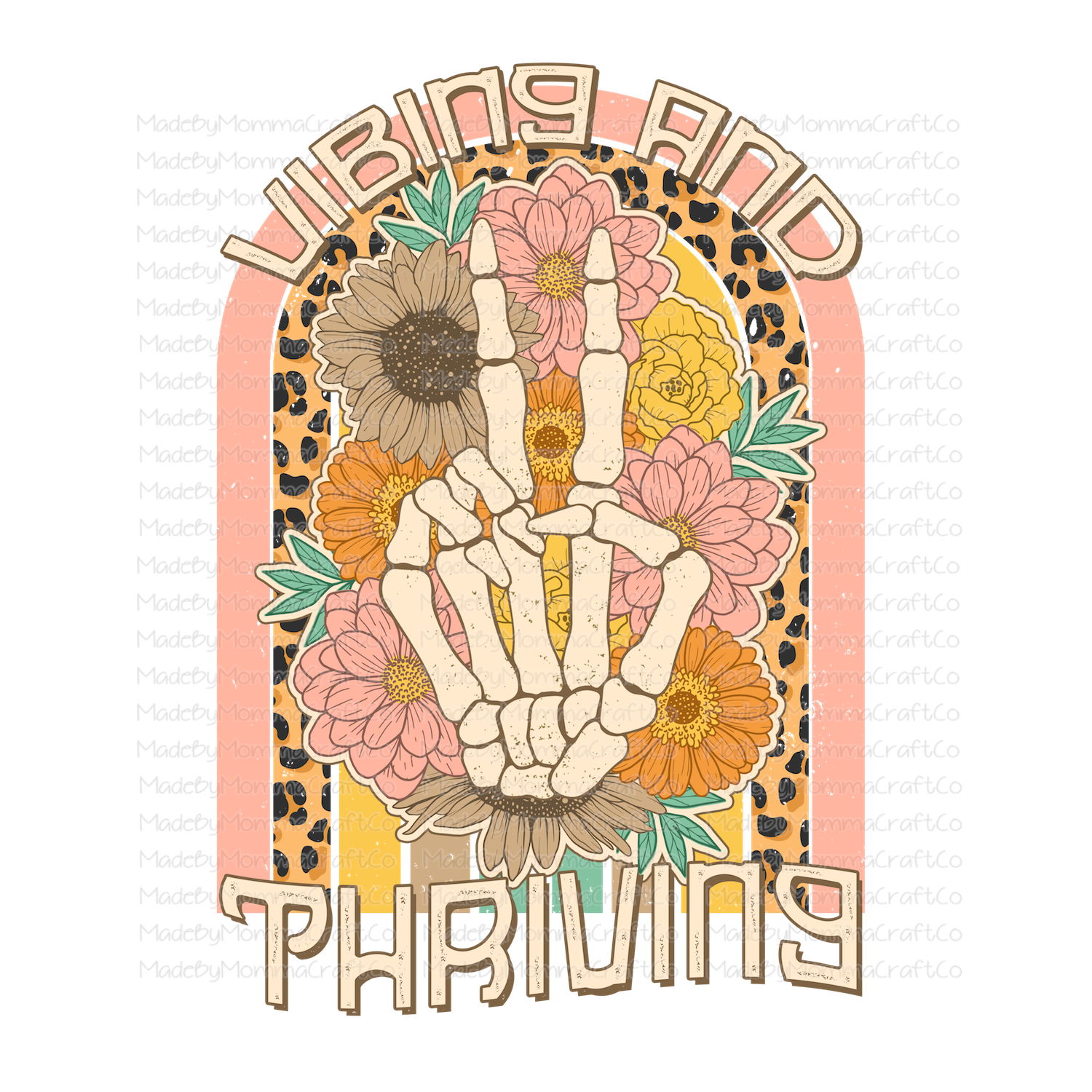 Vibing and Thriving Peace Sign Vintage-Cheat Clear Waterslide™ or White Cast Sticker
