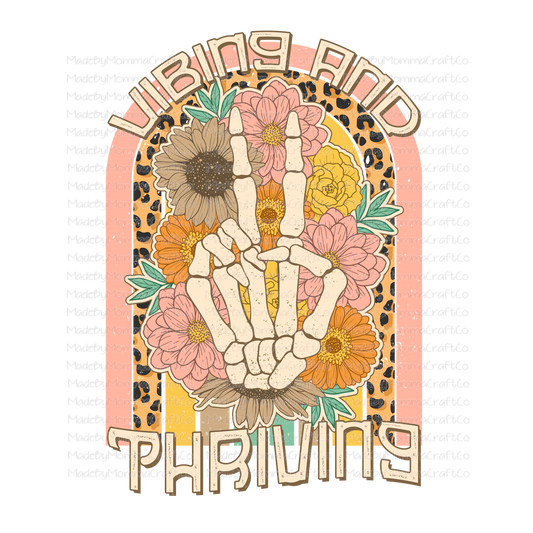 Vibing and Thriving Peace Sign Vintage-Cheat Clear Waterslide™ or White Cast Sticker