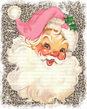 vintage santa leopard christmas -Cheat Clear Waterslide™ or White Cast Sticker