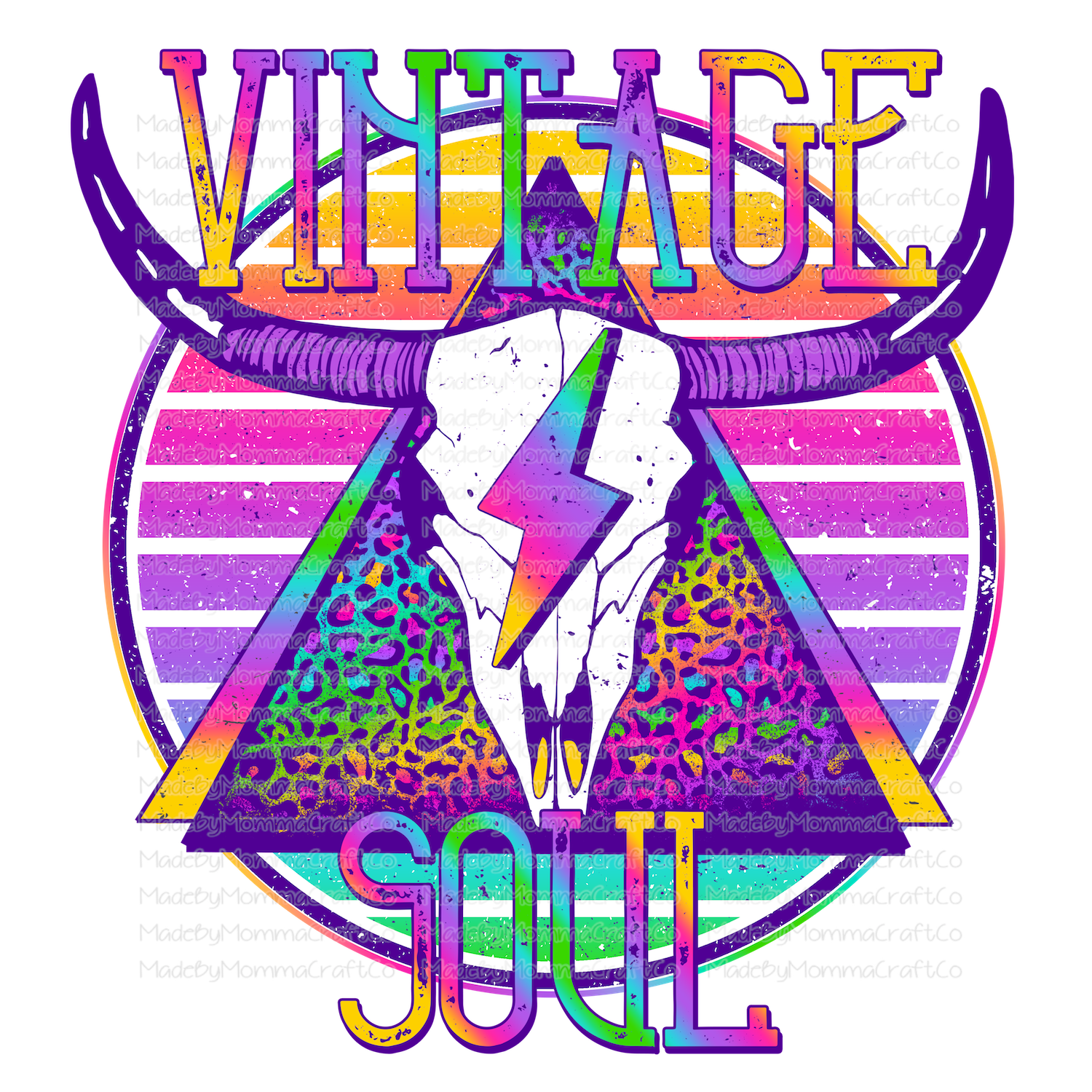 Vintage Soul Longhorn Bright Retro -Cheat Clear Waterslide™ or White Cast Sticker
