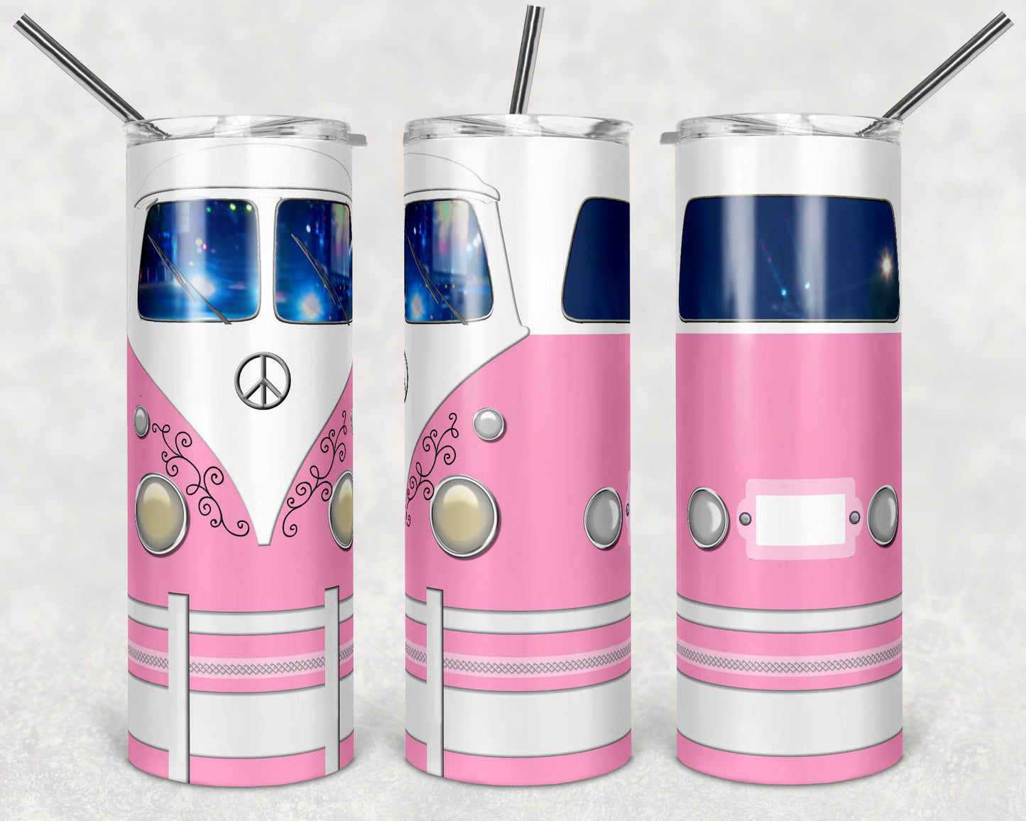 Pink VW Buss Tumbler Wrap - Sublimation Or Clear Waterslide Wrap