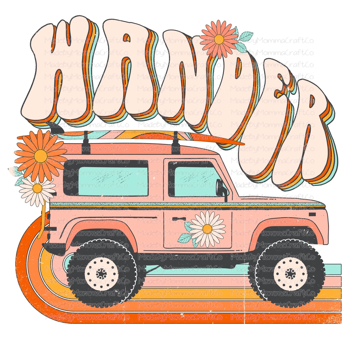 Wander Jeep Retro Summertime - Cheat Clear Waterslide™ or White Cast Sticker