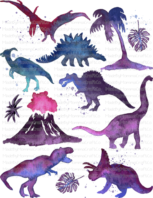 Watercolor Dinosaurs Cheat Clear Waterslide ™ or Sticker Themed Sheet  Elements Sheet