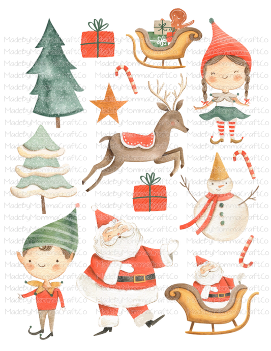 Christmas Santa Elfs Cheat Clear Waterslide ™ or Sticker Themed Sheet  Elements Sheet