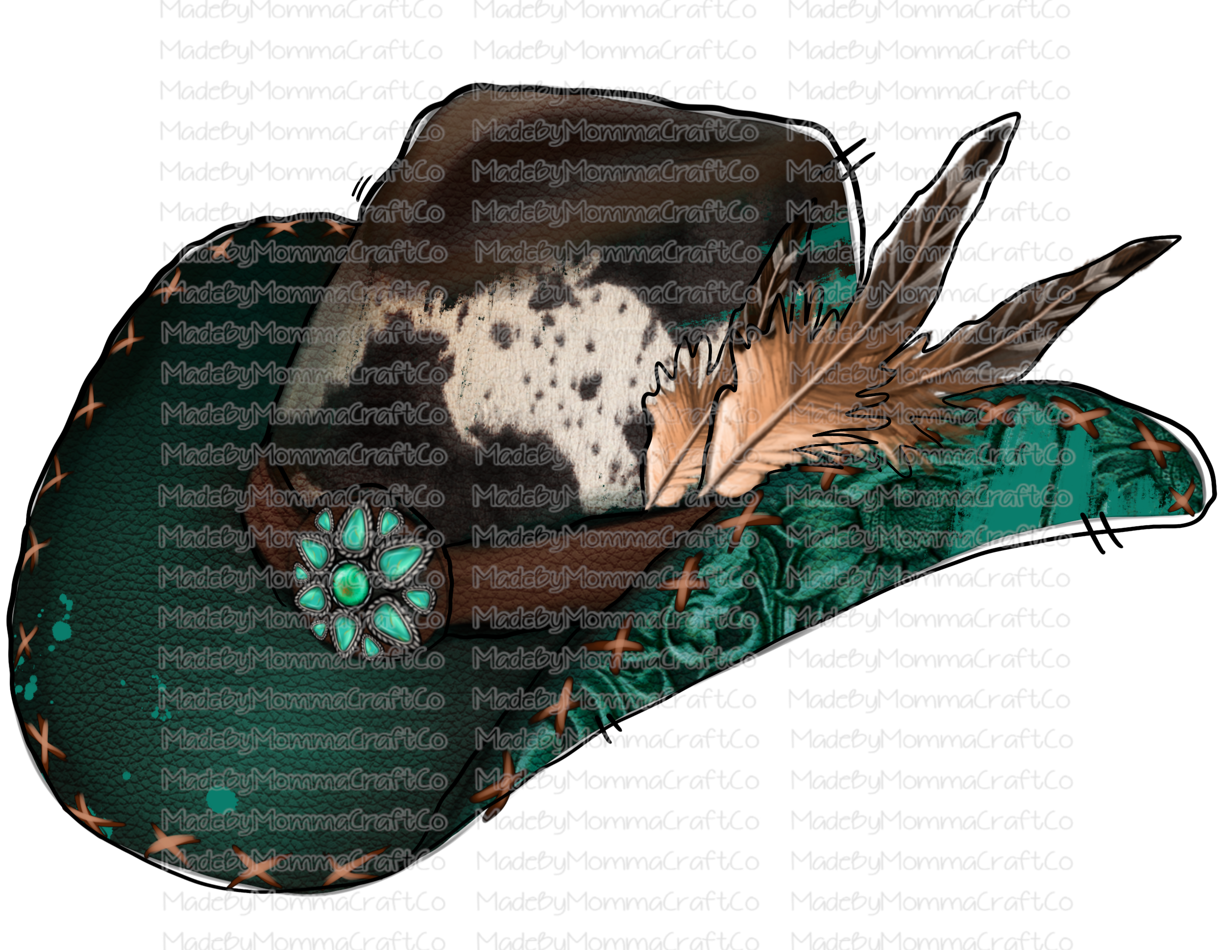 Turquois Cowboy Hat - Cheat Clear Waterslide™ or White Cast Sticker