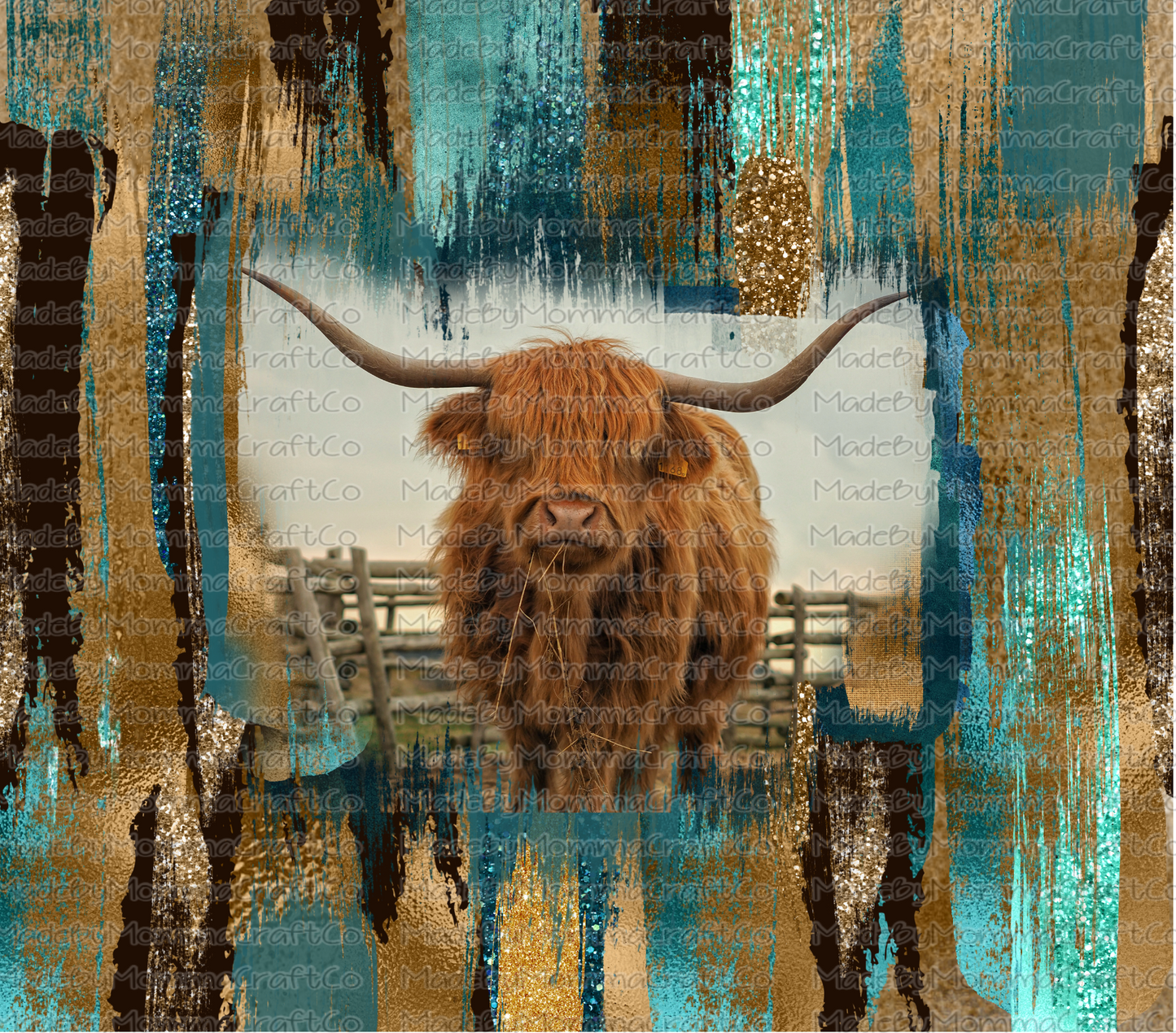 Western Highland Cow Sublimation Tumbler Wrap - Or Clear Waterslide Wrap