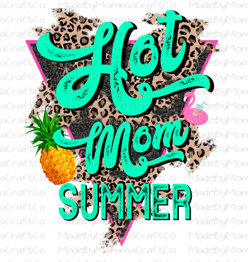 Retro Leopard Hot Mom Summer Pineapple Flamingo Green - Cheat Clear Waterslide™ or White Cast Sticker