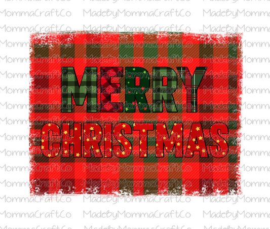 Merry Christmas - Plaid - Cheat Clear Waterslide™ or White Cast Sticker