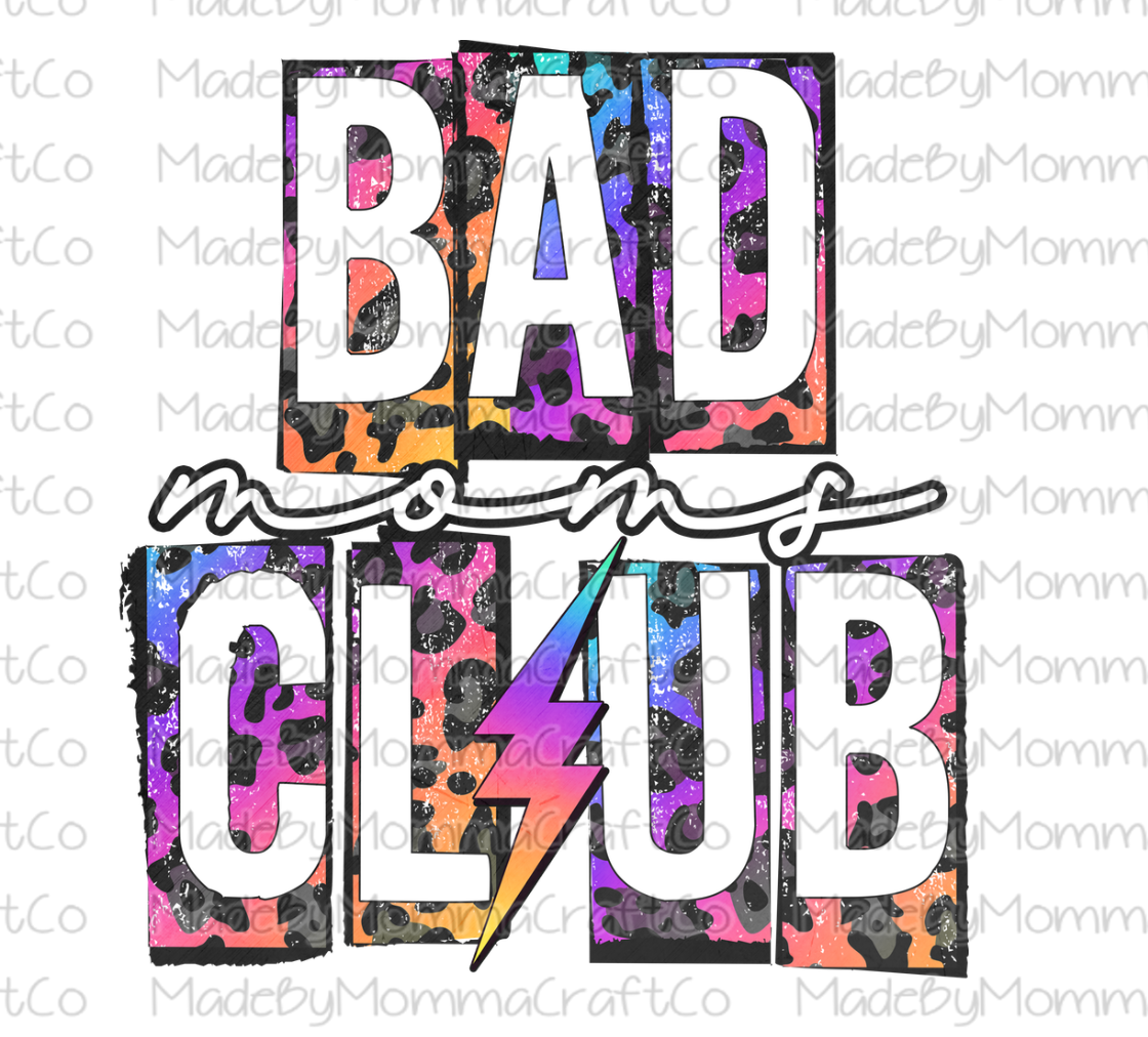 Bad Moms Club Rainbow Leopard Lightning - Cheat Clear Waterslide™ or White Cast Sticker