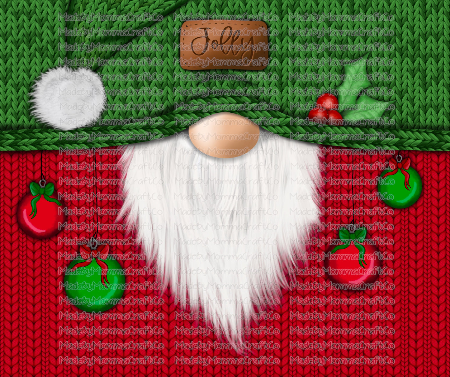 Christmas Sweater Gnome Tumbler Wrap - Sublimation Vinyl Or Waterslide Wrap