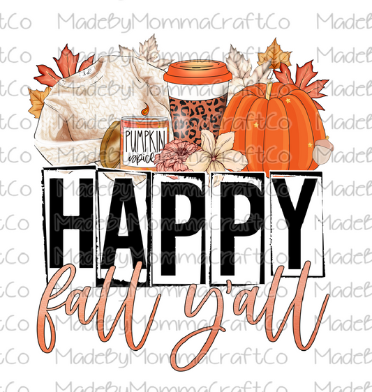 Happy Fall Y'all - Cheat Clear Waterslide™ or White Cast Sticker