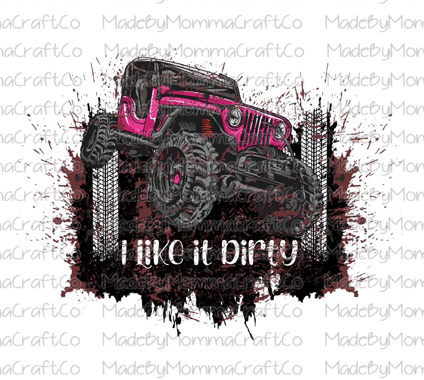 I Like It Dirty Pink Jeep Cheat Clear Waterslide™ or White Cast Sticker