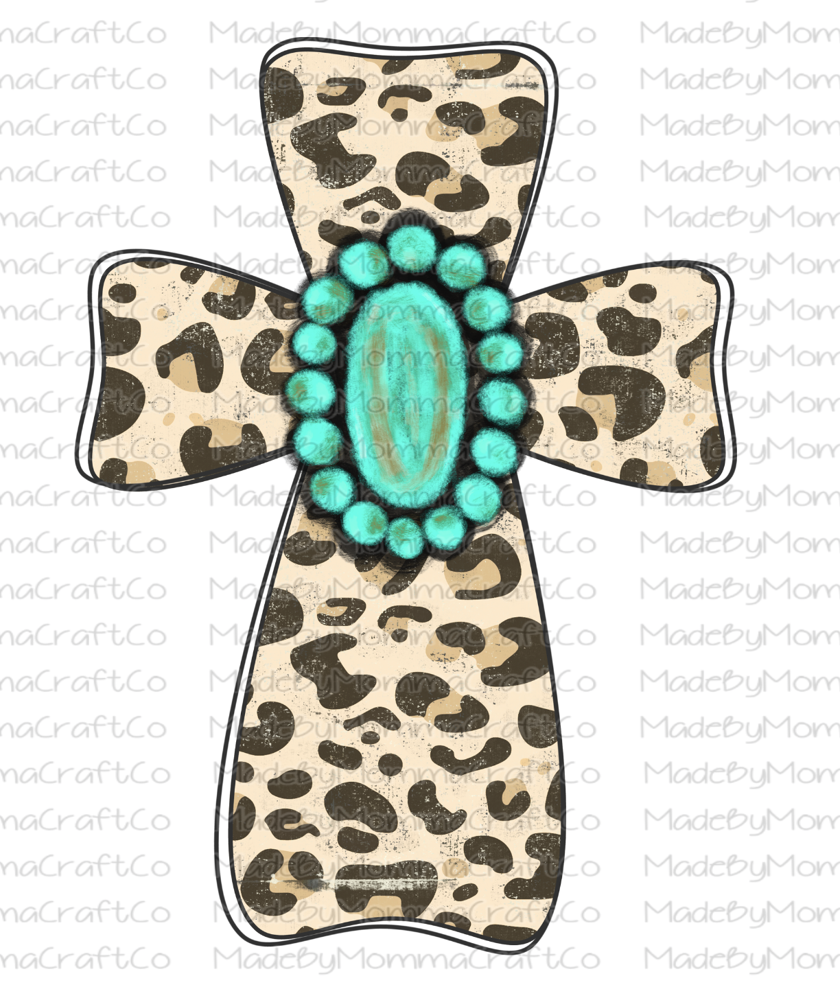 Turquois Jem Leopard Cross -Cheat Clear Waterslide™ or White Cast Sticker