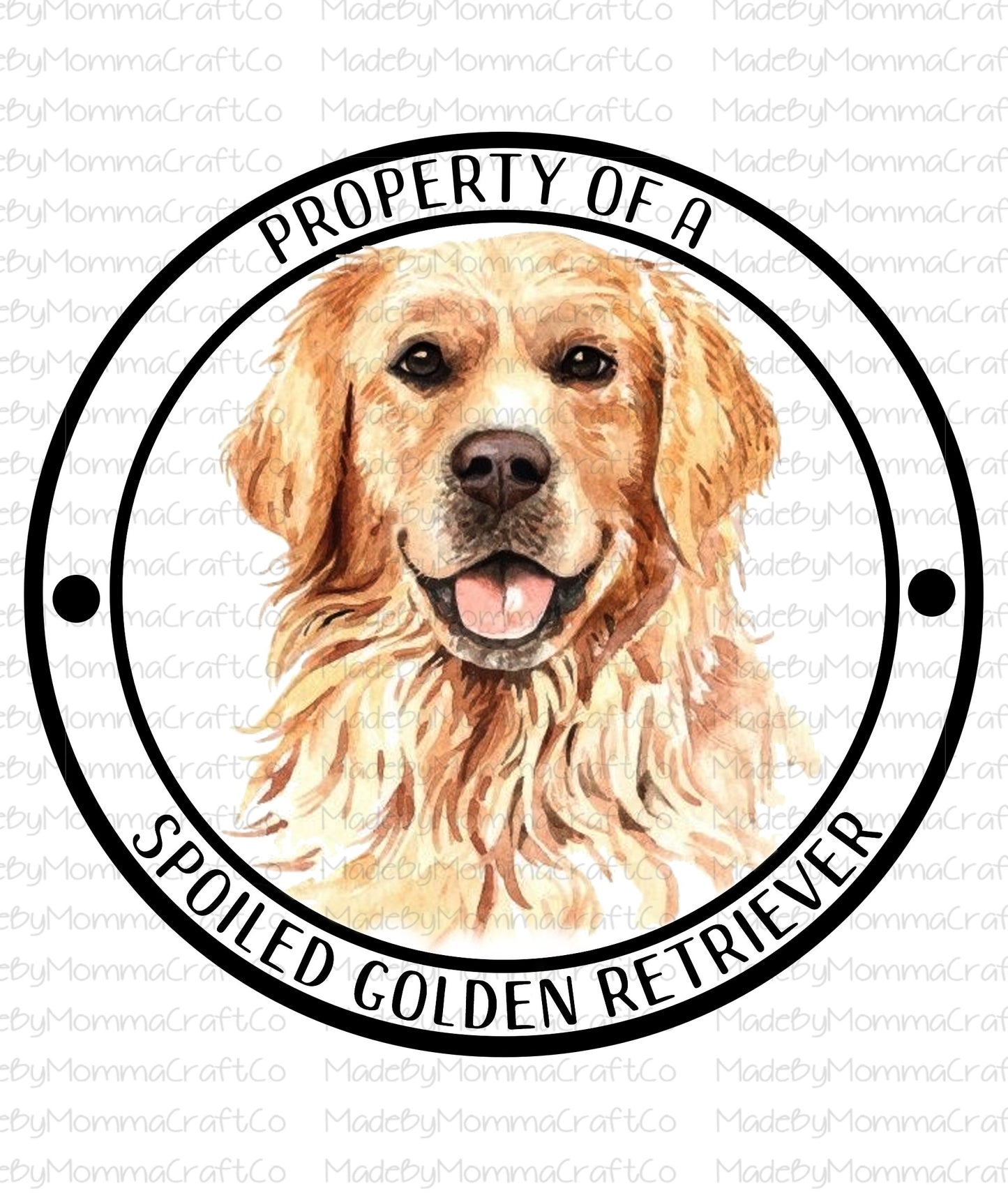 Property Of A Golden Retriever-Cheat Clear Waterslide™ or White Cast Sticker